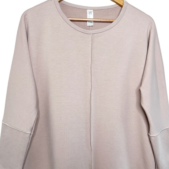 Spanx AirEssentials Crew Neck Tunic Mauve Pink 3/4 Sleeve Sweatshirt Medium - Picture 3 of 8